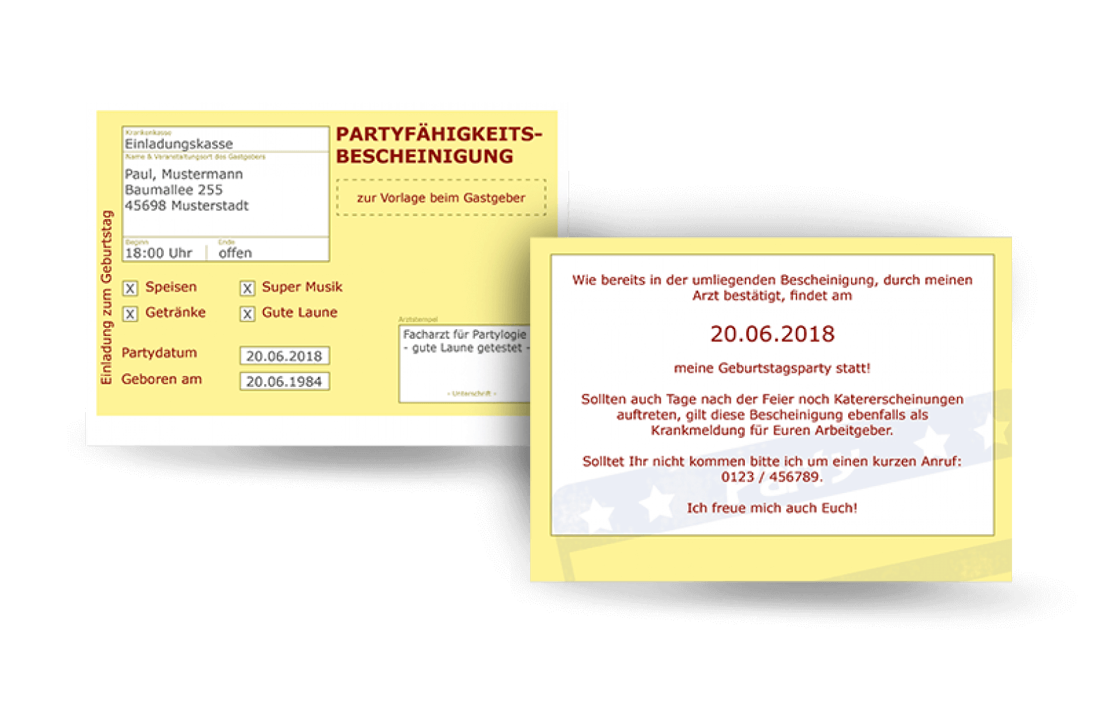 Krankenschein Geburtstagseinladung Ab 0 95 Pro Karte