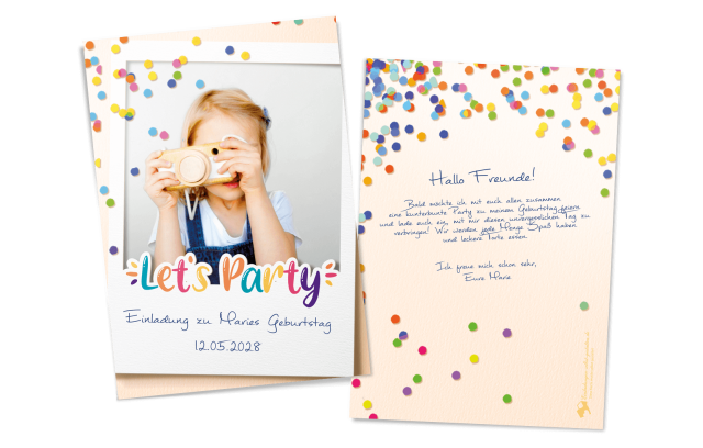 Kindergeburtstag - Polaroid-Einladung