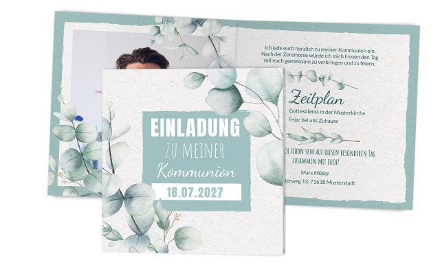Einladung zur Kommunion - Eukalyptus