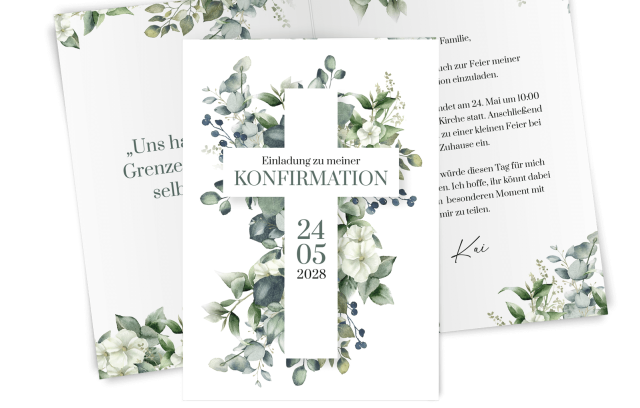 Einladung zur Konfirmation - Blumenkreuz