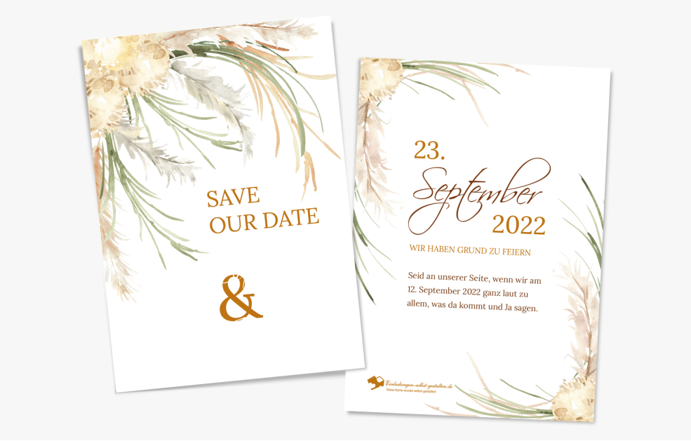 Save-the-Date-Karte Pampasgras Vintage