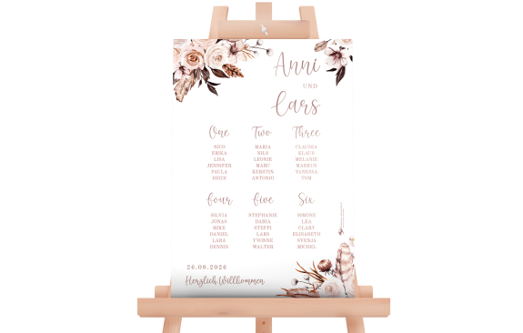 Sitzplan - Boho-Hochzeit