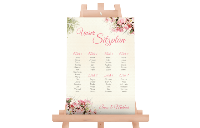 Sitzplan Vintage Blumen für Ihre Hochzeit