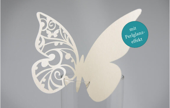 Hochzeits-Tischkarten „Schmetterling“– Creme (25 Stück)