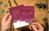 Acryl Hochzeitskarte – Aquarell Purpur
