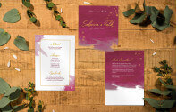 Acryl Hochzeitskarte – Aquarell Purpur