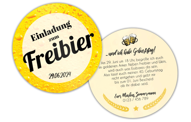 Freibier - Bierdeckeleinladung