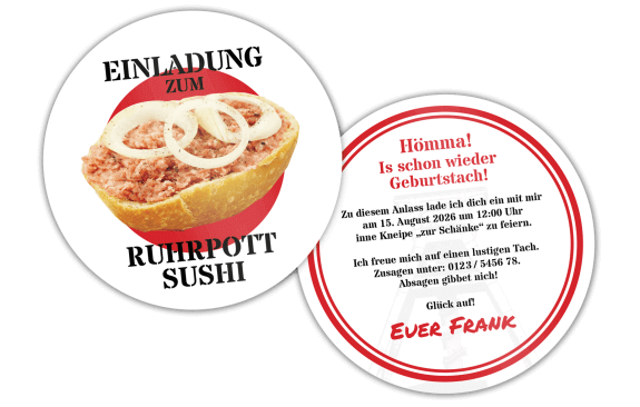 Einladung Ruhrpott-Sushi Bierdeckel