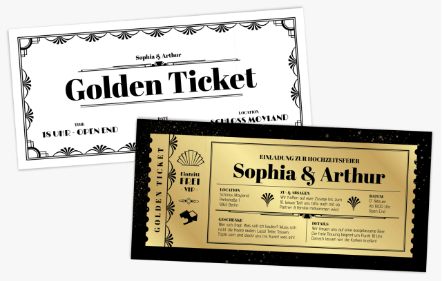 Geburtstagseinladung - Golden Ticket