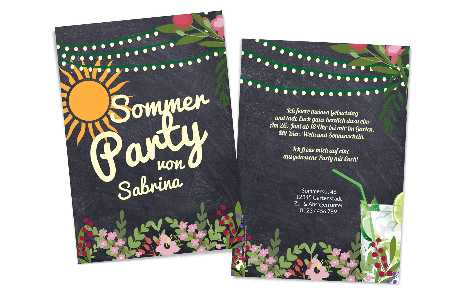Sommerliche Einladungskarte Gartenparty