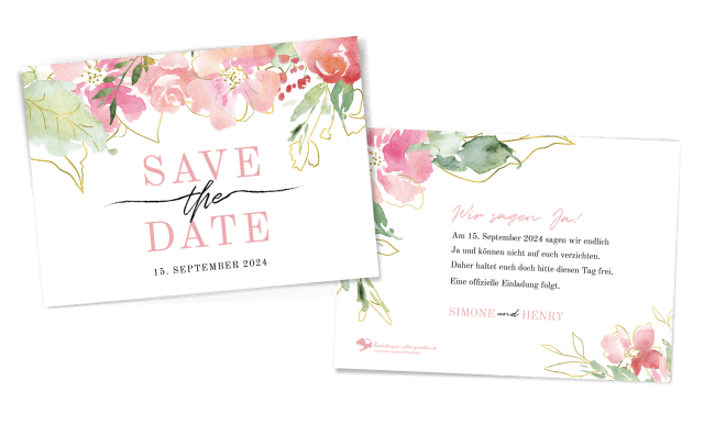 Save-the-Date-Karte Flowers of Love quer