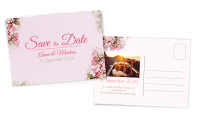 Vintage Save-the-Date Postkarte mit Blumen
