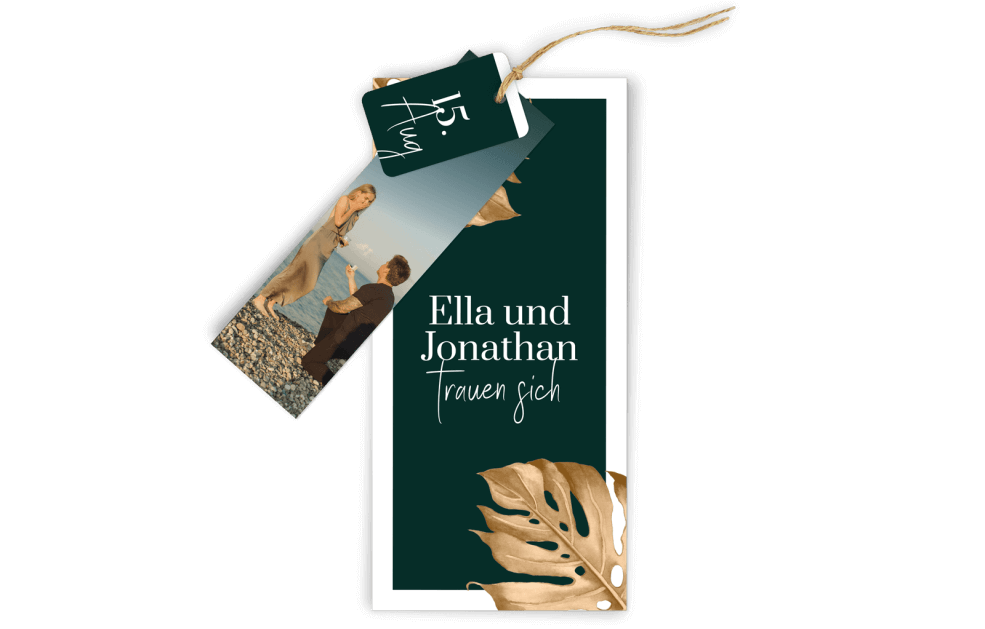 3-Fach-Hochzeitskarte Tropical Gold
