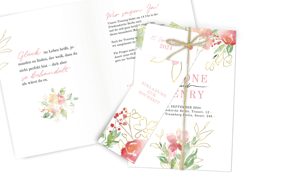 Hochzeitseinladung Flowers of Love Dia-Set