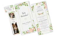 3-Fach-Hochzeitskarte - Aquarell-Vintageblumen