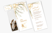 3-Fach Hochzeitskarte Pampasgras Vintage