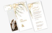 3-Fach Hochzeitskarte Pampasgras Vintage