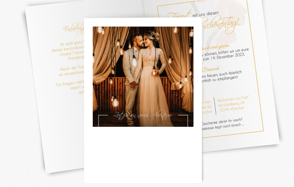 Moderne Hochzeitseinladung mit Foto