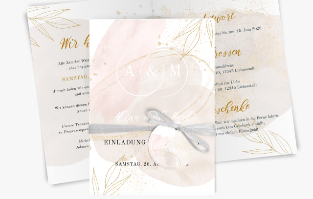 Hochzeitseinladung - Gold Eleganz