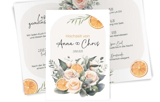 Hochzeitskarte Rustical Orange