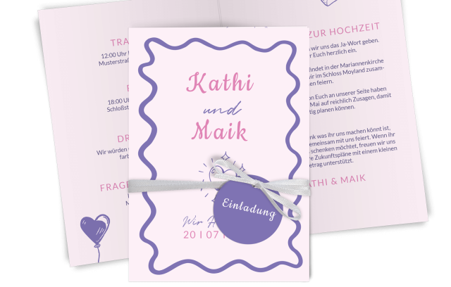 Hochzeitseinladung „Gewellter Rahmen“