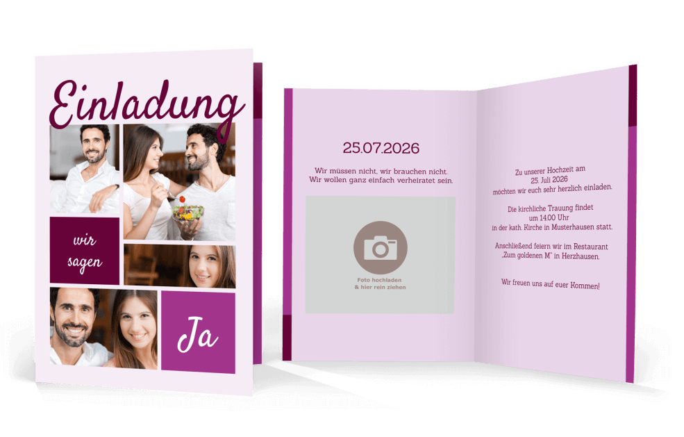 Bildreiche Hochzeitseinladung