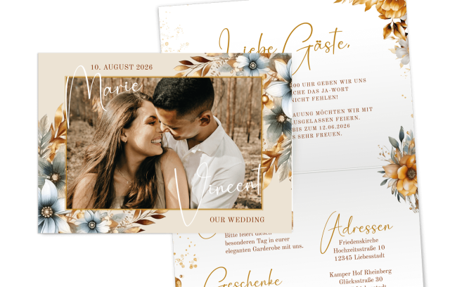 Hochzeitseinladung – Golden memories