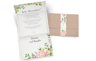 Hochzeitseinladung mit Banderole und Aquarell-Vintageblumen