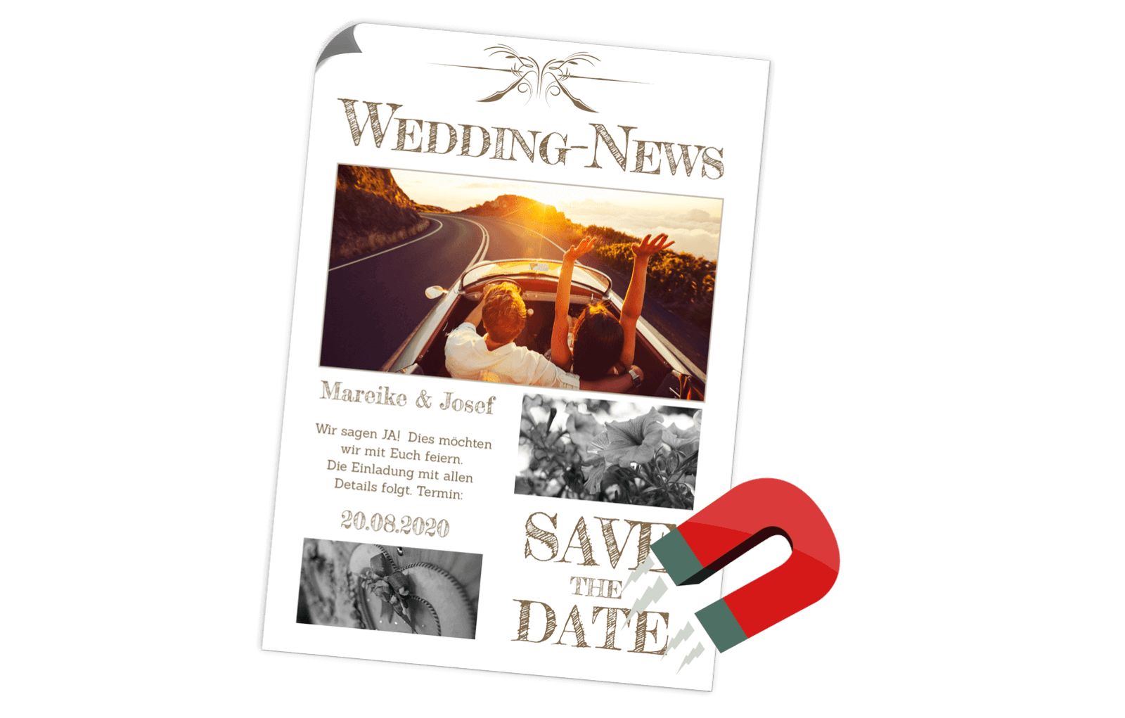 Save The Date Magnetkarte Hochzeitszeitung