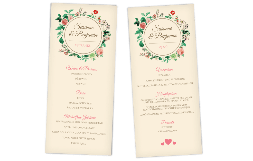 Wedding-Timeline Menükarte 