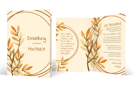 Hochzeitskarte goldener Herbst