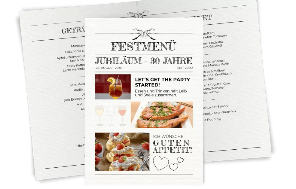 Klapp-Speisekarte Newspaper