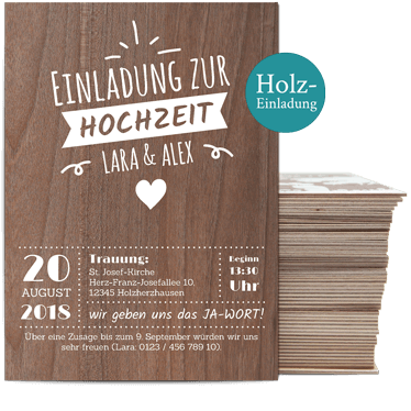 Vintage Holz-Hochzeitseinladung
